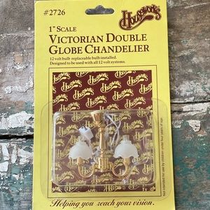 Vintage dollhouse Miniature Victorian double globe light up chandelier